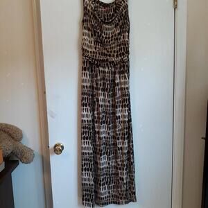 Vince Camuto Women Maxi Dress Medium Sleeveless Snake Print Draped Neck …